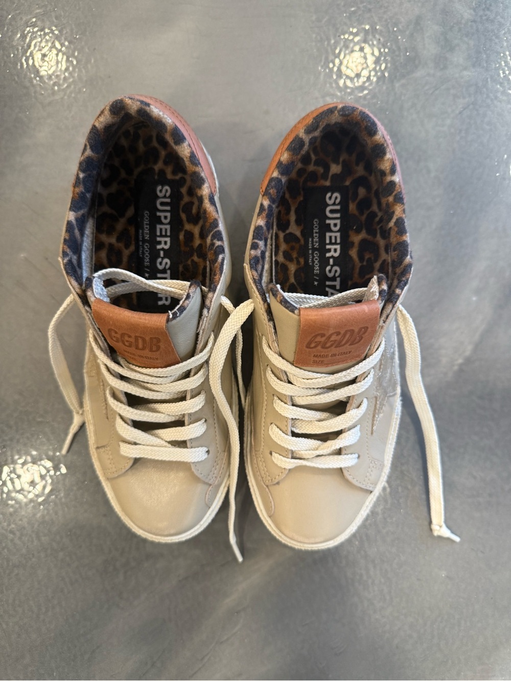 Golden Goose Women’s Kids Lace-Up Sneakers with Leopard Lining - Picture 7 of 13